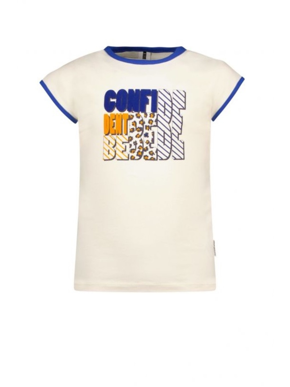 Kids Confident Graphic Tee - Cream with Blue Trim